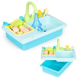 Sink with Water-Filled Faucet 12 Accessories Toy for Children, MULTISTORE