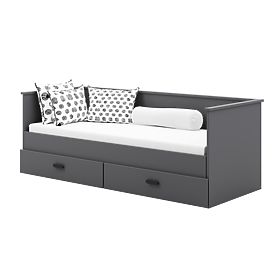 Extendable Bed HELIOS with Two Drawers Grey 200x80/200x160