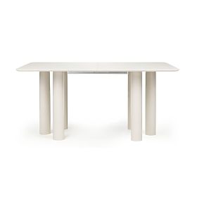 Extendable Table Loa 140-200 cm, Beech Veneer, Cashmere, Beech Wood, Rounded