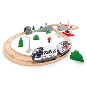Figure Eight - Wooden Train Set with Bridge 45 Pieces