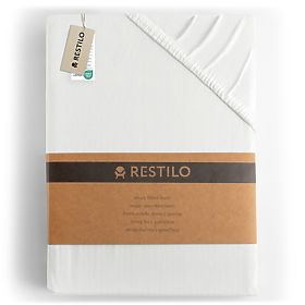 Fitted Sheet AMBER color white classic style material jersey 220-240x220 DecoKing