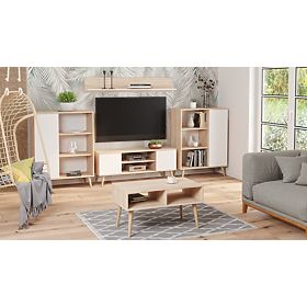 Fondi Cabinet Shelf Sonoma Oak - White, Scandinavian