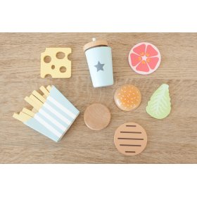 Wooden food - cutting - French fries meal set