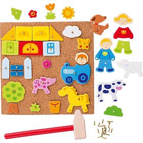 Goki Cork Hammering Game Farm