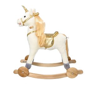 Golden Rocking Unicorn with Wheels