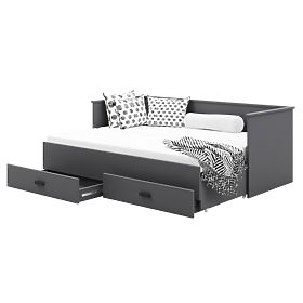 HELIOS Extendable Bed with Two Drawers Grey without Mattresses 200x80/200x160