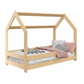 House Bed Laura with Guardrail 160 x 80 cm - Natural