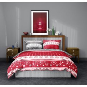 Red-grey Christmas bedding 140x200cm + 70x90cm, Faro