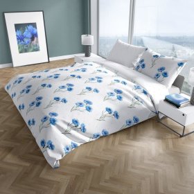 Cornflower blue cotton bedding 140x200cm + 70x90cm, Faro