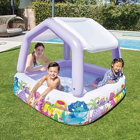 Inflatable Children's Pool with Canopy Purple INTEX 57470-DINO