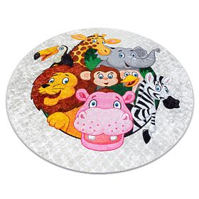 JUNIOR 51595.801 Round Washable Rug Animals, Africa for Kids Non-Slip - Grey, F.H.Kabis