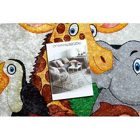 JUNIOR 51595.801 Round Washable Rug Animals, Africa for Kids Non-Slip - Grey, F.H.Kabis