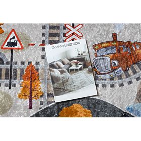 JUNIOR 51986.803 Washing Mat Tracks, Locomotive for Children Anti-Slip - Grey