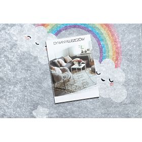 JUNIOR 52063.801 Washable Rug Rainbow, Clouds for Children Anti-slip - Grey, F.H.Kabis