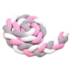 Knitted Bumper - White, Pink, and Grey