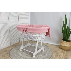 Wicker bed with equipment for a baby - pink, TOLO