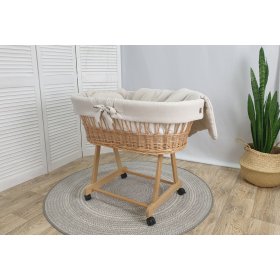 Wicker bed with equipment for a baby - beige, TOLO