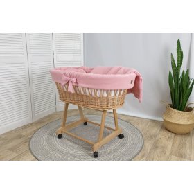 Wicker bed with equipment for a baby - old pink, Ourbaby®