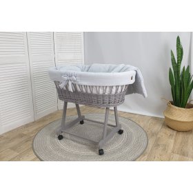 Wicker bed with equipment for baby - gray, TOLO