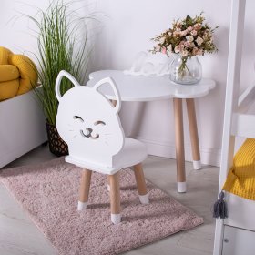 Children's table with chairs - Cat - white, Ourbaby