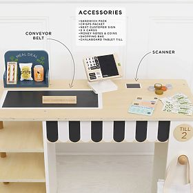 Le Toy Van Market Stall with Cash Register and Accessories, Le Toy Van