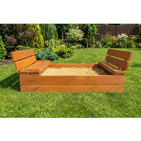 Closable Sandbox with Benches 100x100 cm