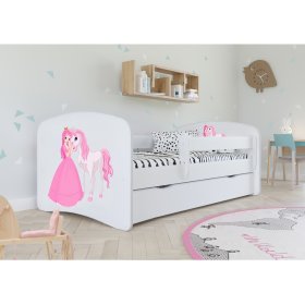 Children's bed with a barrier Ourbaby - Princess with a pony - white
