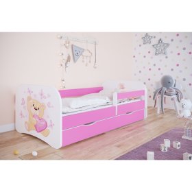 Children's bed with barrier Ourbaby - Teddy bear - pink