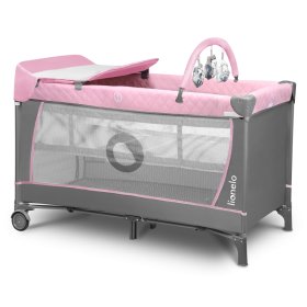 Travel cot with changing table - pink, Lionelo