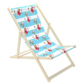 Beach chair Anchors with flowers - blue-white