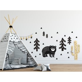 Decoration to wall Bear in woods black