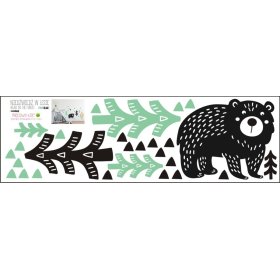 Wall decoration Bear in woods mint-black, Mint Kitten