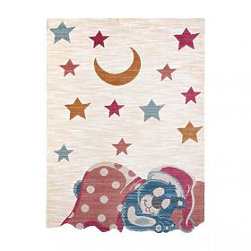 Modern Children's Rug TOYS 75323 TEDDY BEAR, Irregular Shape, Cream, Red Fuchsia, F.H.Kabis