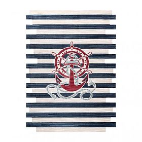 Modern Children's Rug TOYS 75324 ANCHOR, Irregular Shape, Cream, Turquoise, Dark Blue, F.H.Kabis
