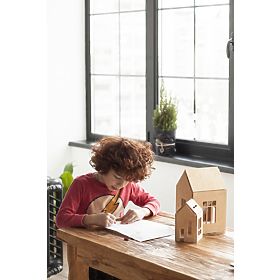 Magnetic Montessori wooden house - natural