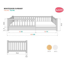 Children's low bed Montessori Ourbaby - white