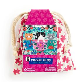 Mudpuppy Puzzle Kittens in a Teacup in a Fabric Bag 36 Pieces, Mudpuppy