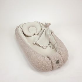 Muslin and Teddy Fleece Baby Nest - Beige