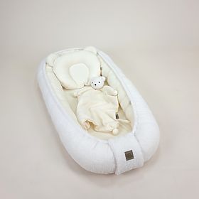 Muslin and Teddy Fleece Baby Nest - Ecru