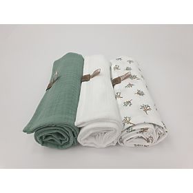 Muslin diapers 3 pcs - green