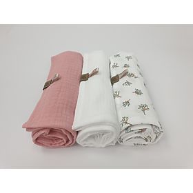 Muslin diapers 3 pcs - pink