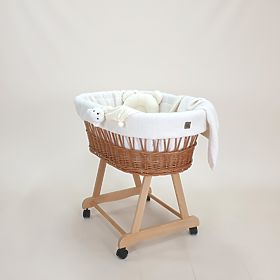 Natural Wicker Teddy Baby Cradle - Ecru Color Set, TOLO