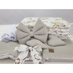 Wicker bed with equipment for a baby - Cotton flowers, Ourbaby