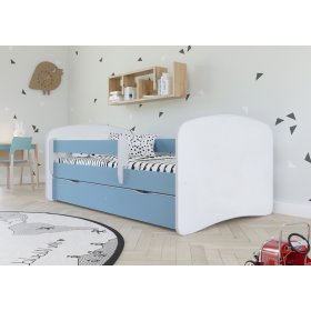 Children's bed with barrier Ourbaby - blue-white