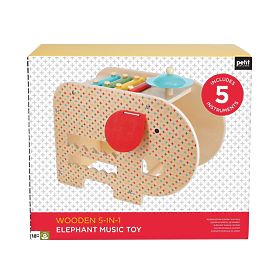 Petit Collage Wooden Musical Elephant 5-in-1
