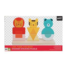 Petit Collage Wooden Stacking Puzzle Lion, Tiger and Bear, Petit Collage