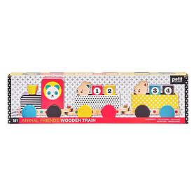 Petit Collage Wooden Train with Numbers and Animal Friends, Petit Collage