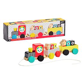 Petit Collage Wooden Train with Numbers and Animal Friends