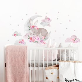 Wall sticker Sleeping Rabbit - pink