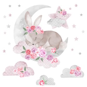 Wall sticker Sleeping Rabbit - pink